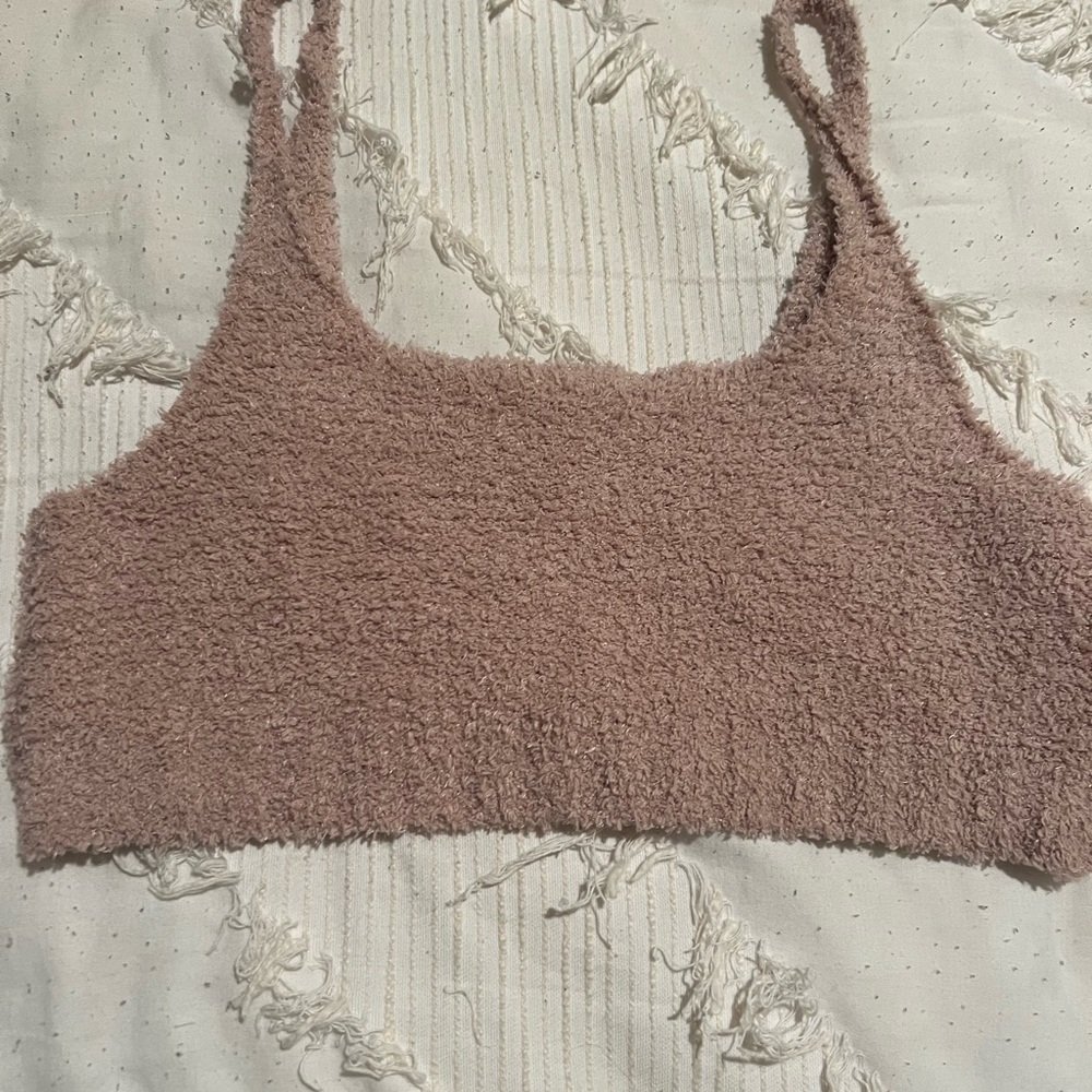 Urban Outfitters fuzzy blush crop top- Size Medium